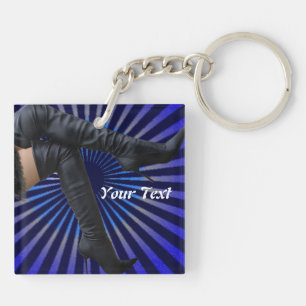 BOOT Art - (blue star burst) Keychain