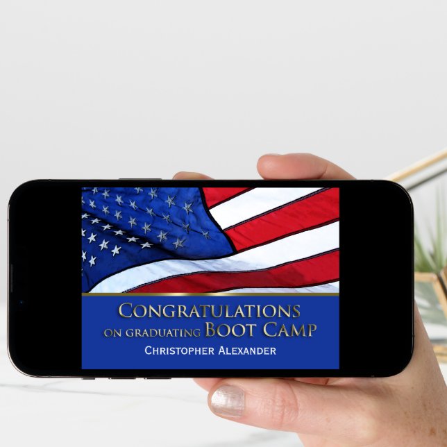 Boot Camp Graduation Congratulations-U.S.Flag Card (Front Digital)