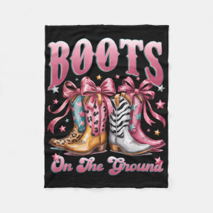 Boot Cowboy Western Cowgirl Pink Leopard Boots On  Fleece Blanket