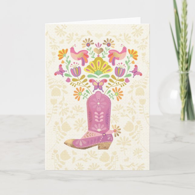 Boot & Flowers Folded Card (Front)