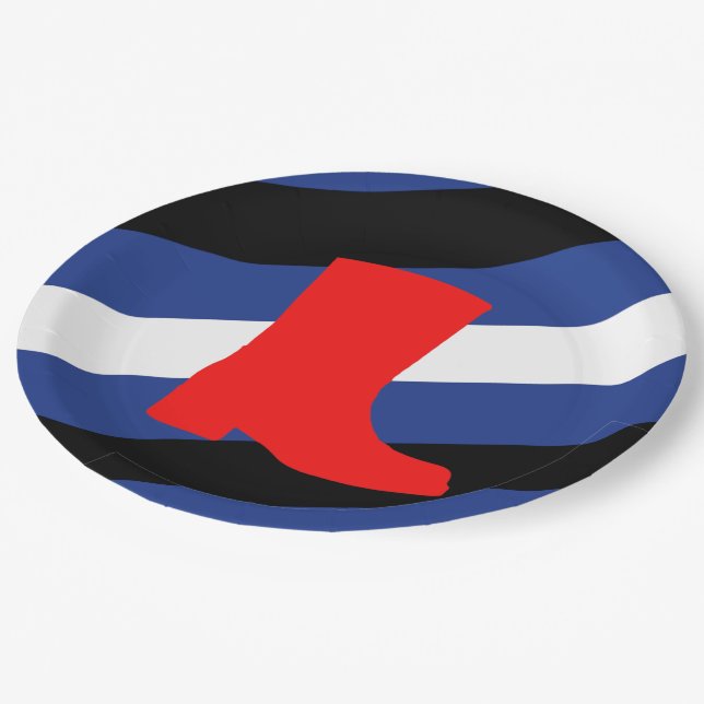 Boot Pride Flag Paper Plates (Angled)