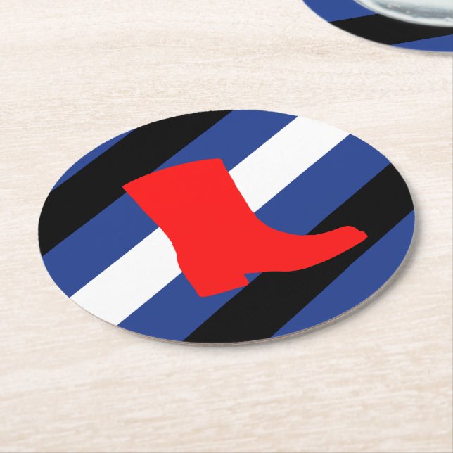 Boot Pride Flag Round Paper Coaster (Angled)