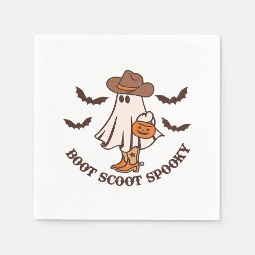 Boot Scoot Spooky Cowboy Ghost Groovy Retro Hallow Napkins