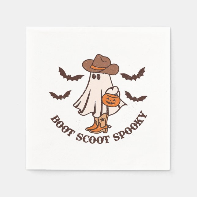Boot Scoot Spooky Cowboy Ghost Groovy Retro Hallow Napkins (Front)
