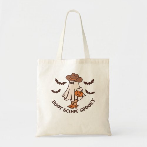 Boot Scoot Spooky Cowboy Ghost Groovy Retro Hallow Tote Bag
