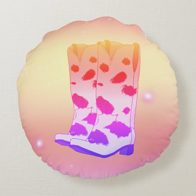 Boot Scoot Throw Pillow (Pink) (Back)