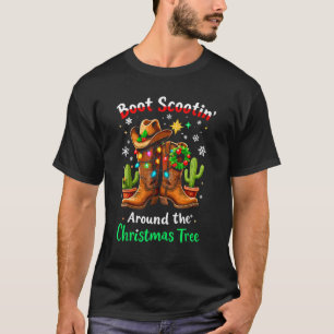 Boot Scootin Around the Christmas Tree Lights Cowb T-Shirt