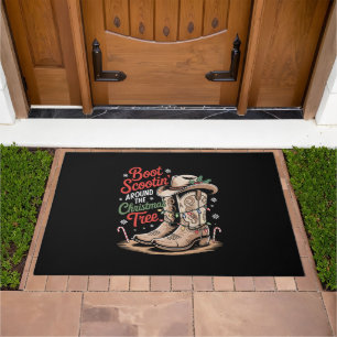 Boot Scootin' Around The Christmas Tree Western Doormat