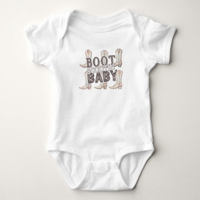 Boot Scootin' Baby - Cowboy/Cowgirl Boots Baby Bodysuit (Front)