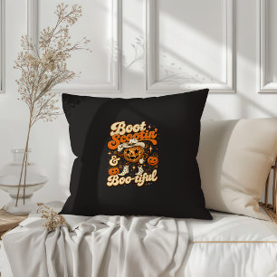 Boot Scootin' & Boo-tiful Western Halloween Design Throw Pillow