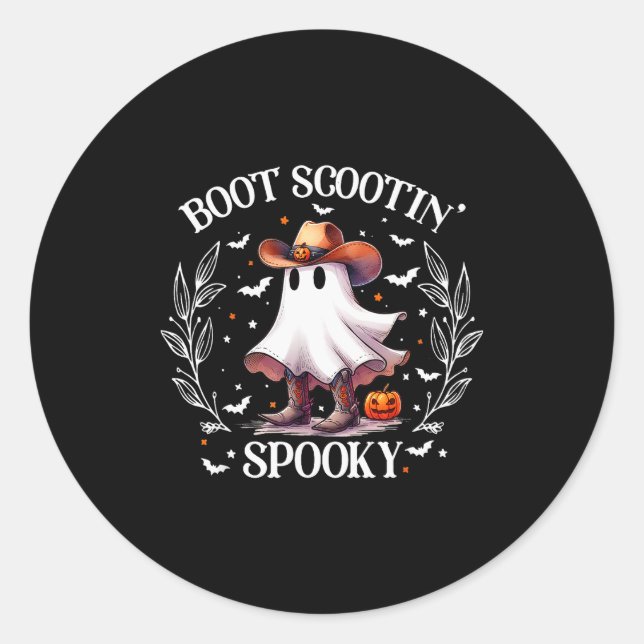 Boot Scootin Soky Retro Western Funny Halloween Cu Classic Round Sticker (Front)