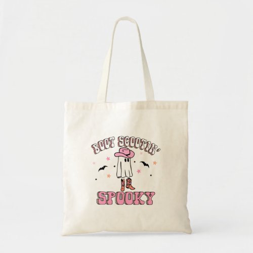 Boot Scootin_ Spooky  Cute Chic Western Ghost Pin Tote Bag