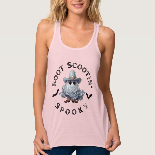 Boot Scootin Spooky Cute Funny Halloween Tank Top (Front)