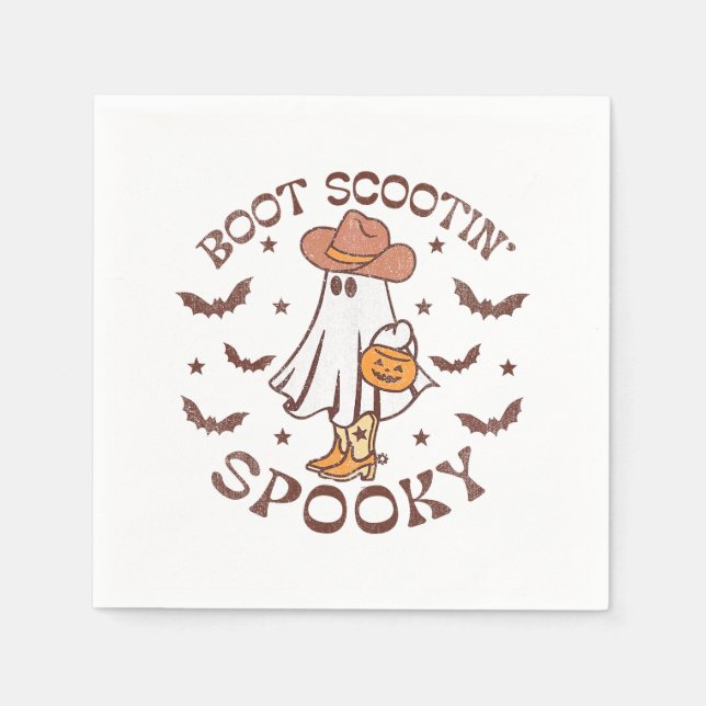 Boot Scootin Spooky, Western Halloween, Retro Fall Napkins (Front)