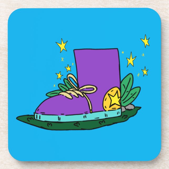 Boot shoe, illustration  beverage coaster (Front)