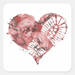 boot stomp heart square sticker