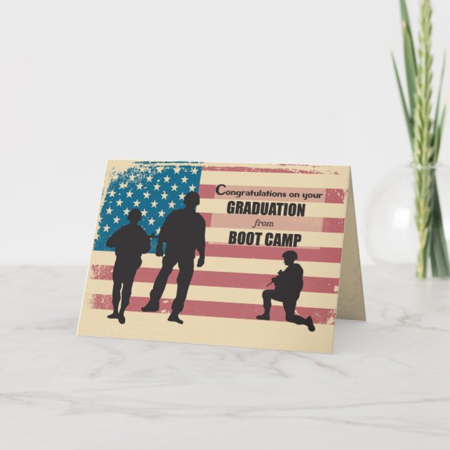 Bootcamp Graduation Soldiers on Distressed America Card (Front)