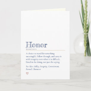 Bootcamp Letter From Home, Honor Definition Card