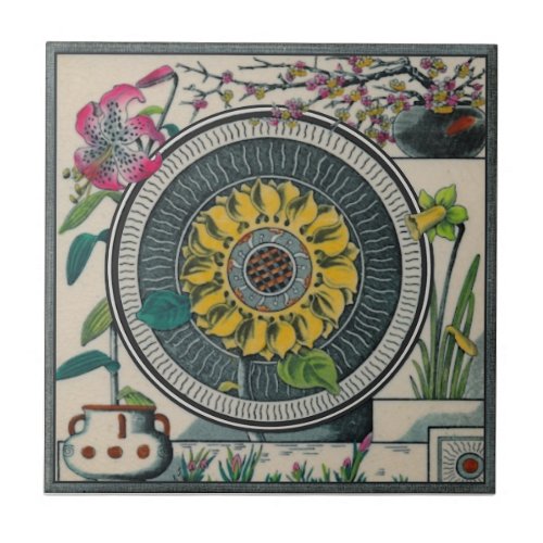 Boote 1885 Aesthetic Japonesque Colorful Repro Ceramic Tile