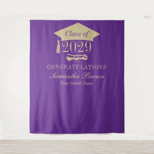 Booth Elegant Purple Graduation Party Welcome Tapestry
