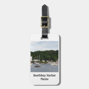 Boothbay Harbor Boats Luggage Tag w/ leather strap