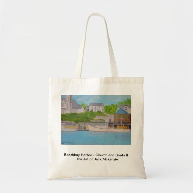 Boothbay Harbor - Church and boats Tote Bag (Front)