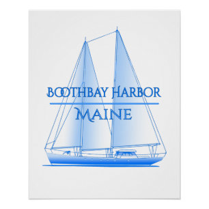 Boothbay Harbor Coastal Nautical Sailing Sailor Poster