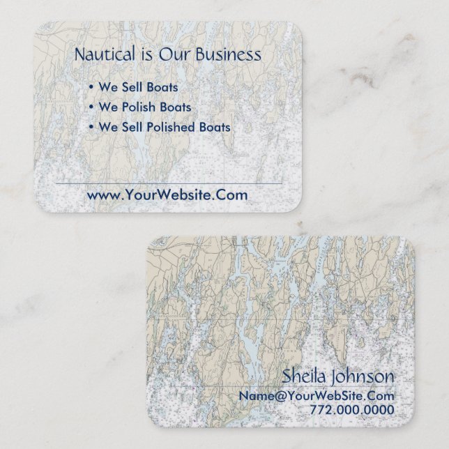 Boothbay Harbor Maine Nautical Chart Clean Fresh Business Card (Front/Back)