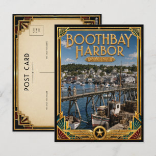 Boothbay Harbor Maine Vintage Art Deco Golden Age Postcard
