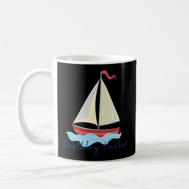 Boothbay Harbor Sailing Sail Boat Nautical Regatta Coffee Mug (Left)