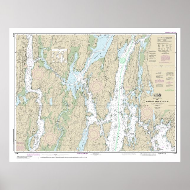 Boothbay Harbor to Bath Nautical Chart 13296 (Front)