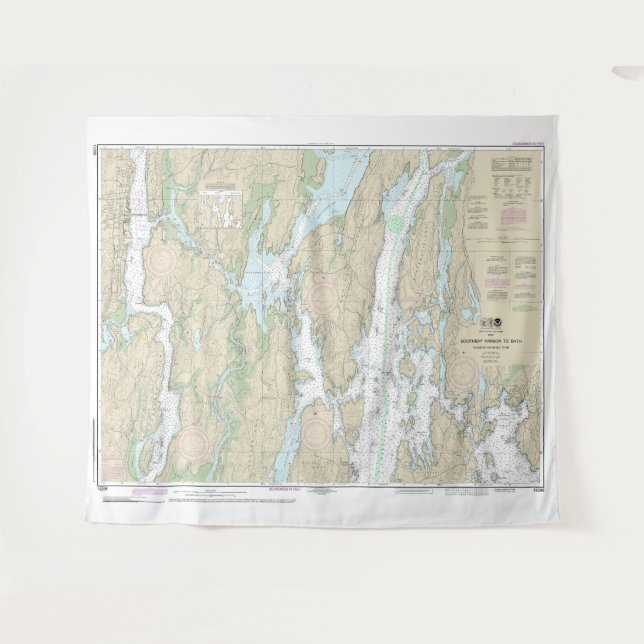 Boothbay Harbor to Bath Nautical Chart 13296 Tapestry (Front (Horizontal))