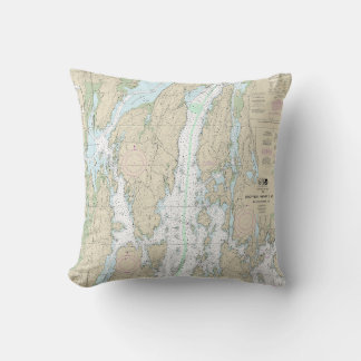 Boothbay Harbor to Bath Nautical Chart 13296 Throw Pillow
