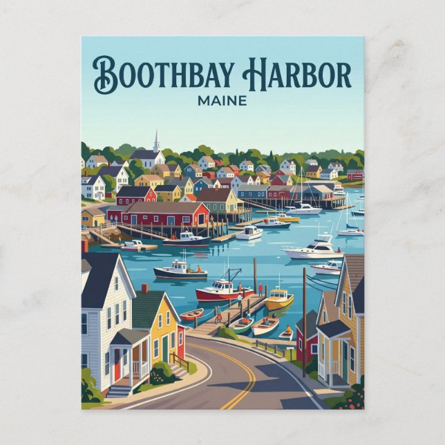 Boothbay Harbor USA Postcard (Front)