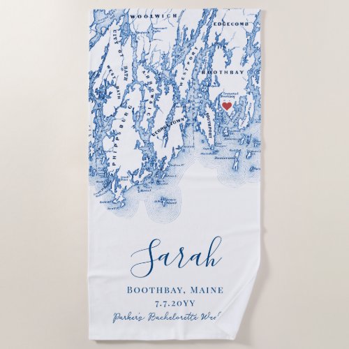 Boothbay Maine Personalized Bachelorette Weekend Beach Towel