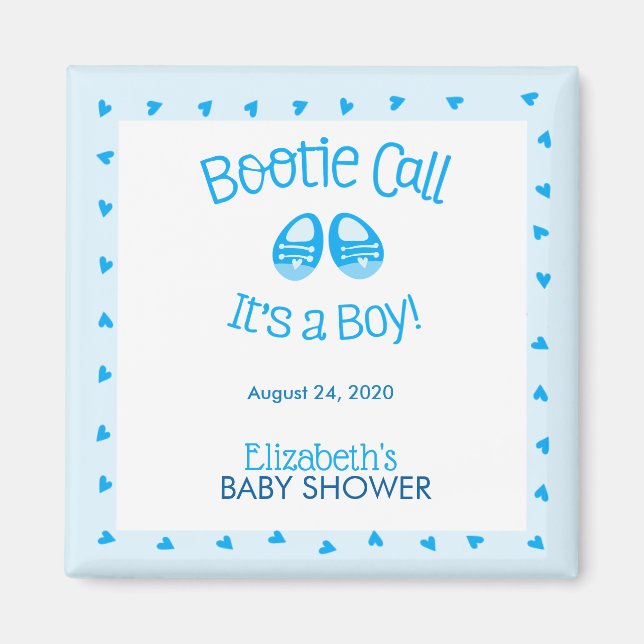 Bootie Call Blue Baby Boy Shower Magnet (Front)