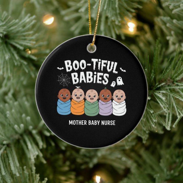 Bootiful Babies Mother Baby Nurse Halloween  Ceramic Ornament (Tree)