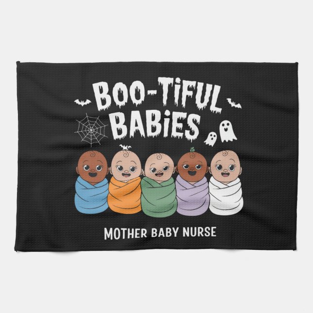 Bootiful Babies Mother Baby Nurse Halloween  Kitchen Towel (Horizontal)