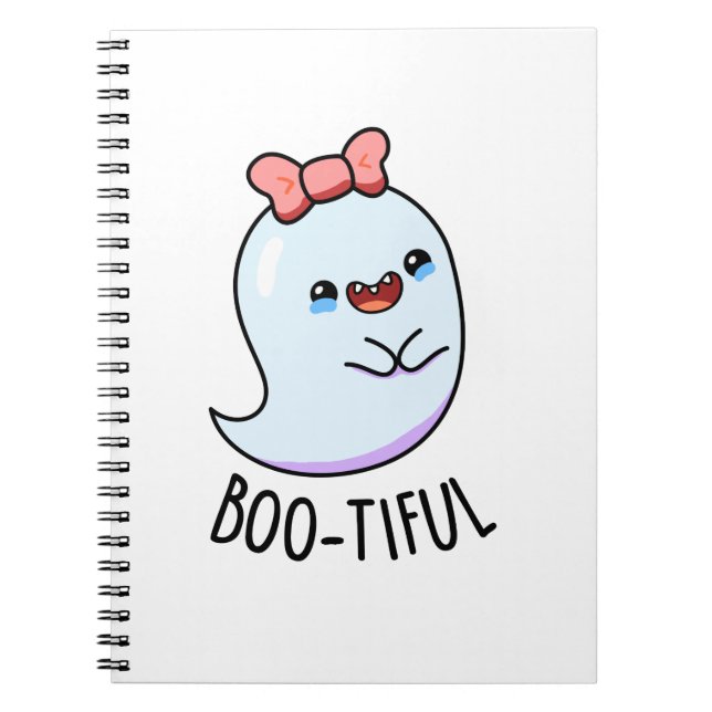 Bootiful Funny Girly Halloween Ghost Pun  Notebook (Front)