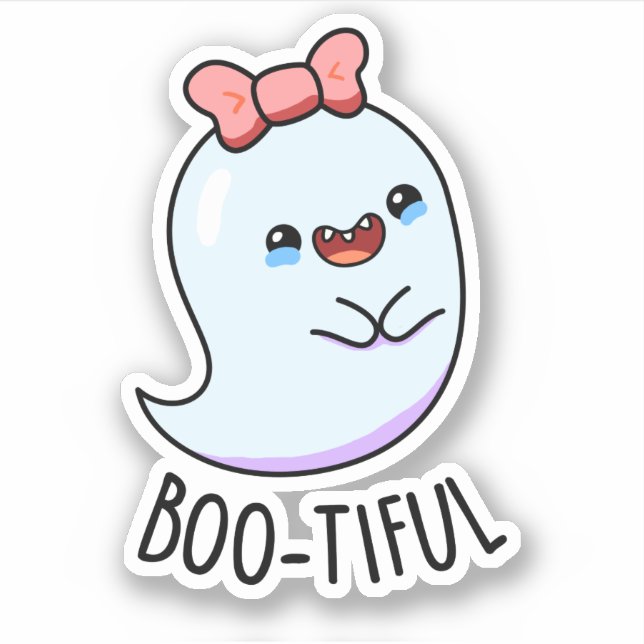 Bootiful Funny Girly Halloween Ghost Pun  Sticker (Front)
