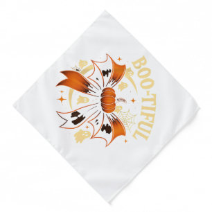 Bootiful Funny Halloween Coquette Bow Pumpkin Bandana