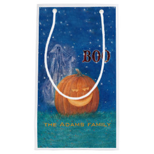 Bootiful Halloween Big Pumpkin Cute Ghost Small Gift Bag