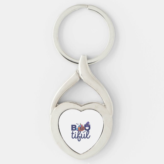 Bootiful Halloween Funny Unicorn Pumpkin lantern Keychain (Front)