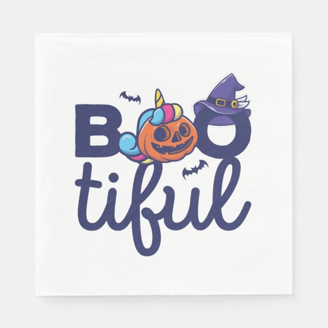 Bootiful Halloween Funny Unicorn Pumpkin lantern Napkins (Front)