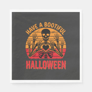 Bootiful Halloween Skeleton Heart Retro Sunset Des Napkins