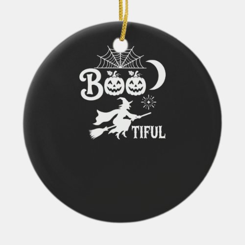 Bootiful Halloween Witch Moon Design_1 Ceramic Ornament