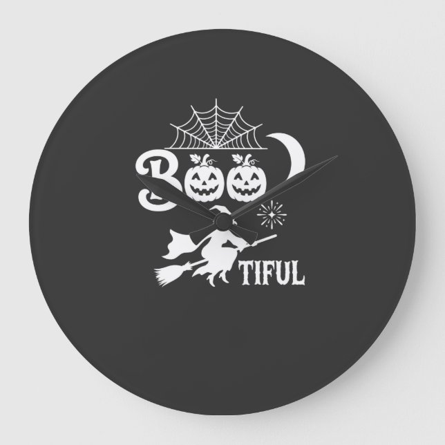 Bootiful Halloween Witch Moon Design_1 Large Clock (Front)