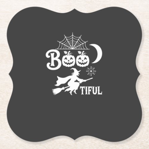 Bootiful Halloween Witch Moon Design_1 Paper Coaster