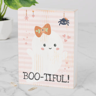 Bootiful Kawaii Ghost Halloween Wooden Box Sign