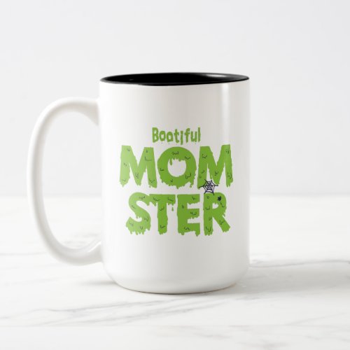 Bootiful Momster Mom Funny Halloween Puns Two_Tone Coffee Mug